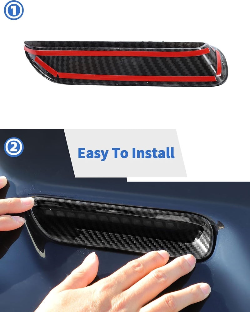 DSWSQ 2pcs Hood Scoop Vent Cover Trim Bezel Ring Compatible with Dodge Challenger 2009 2010 2011 2012 2013 2014 Exterior Accessories, Carbon Fiber - Image 4